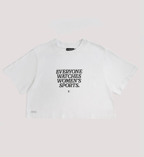 Everyone Watches Women’s Sports Crop Tee - White